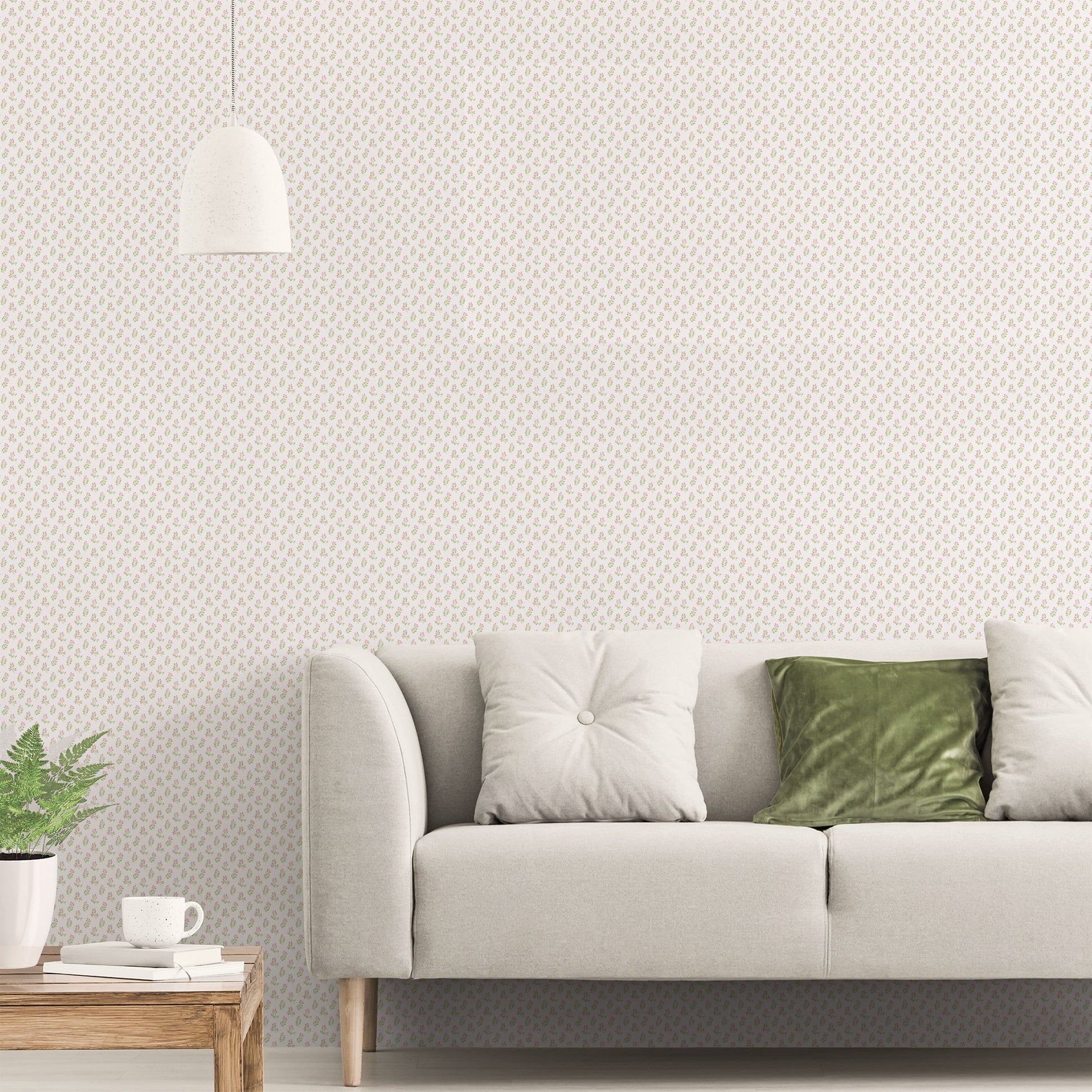 Small Prints Vintage Bud Wallpaper - Pink / Green - Galerie - G56710Wallpaper199