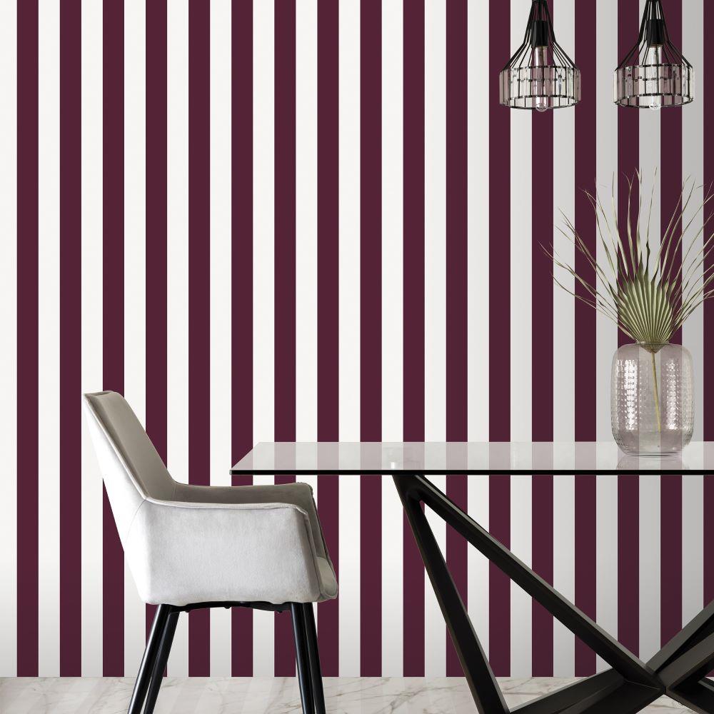 Smart Stripes Awning Stripe Wallpaper - Cranberry - Galerie - G68050Wallpaper199