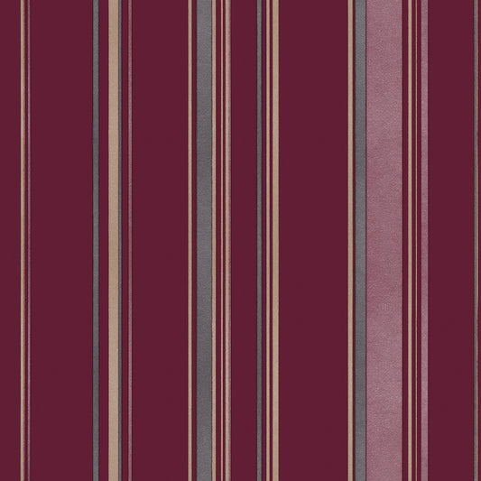 Smart Stripes Casual Stripe Wallpaper - Cranberry / Taupe / Grey - Galerie - G68053Wallpaper199