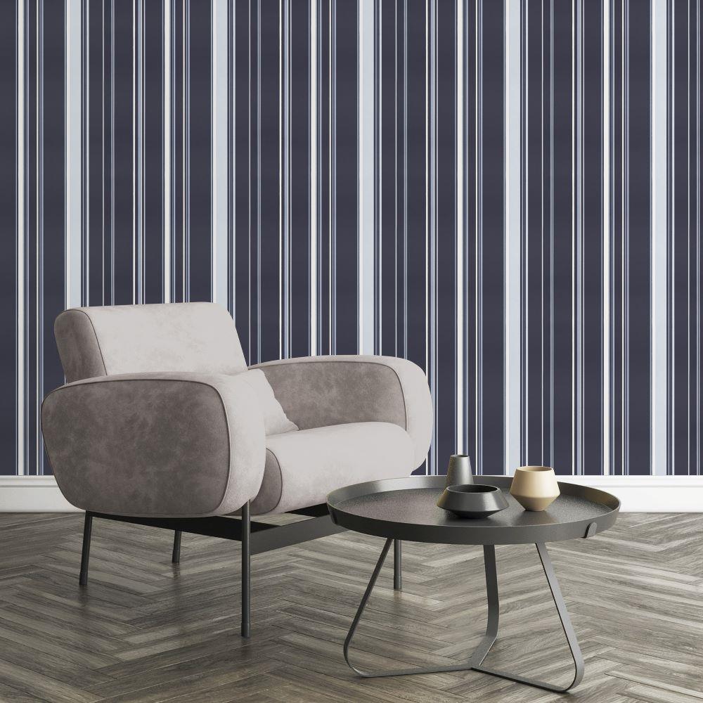 Smart Stripes Casual Stripe Wallpaper - Navy - Galerie - G68056Wallpaper199