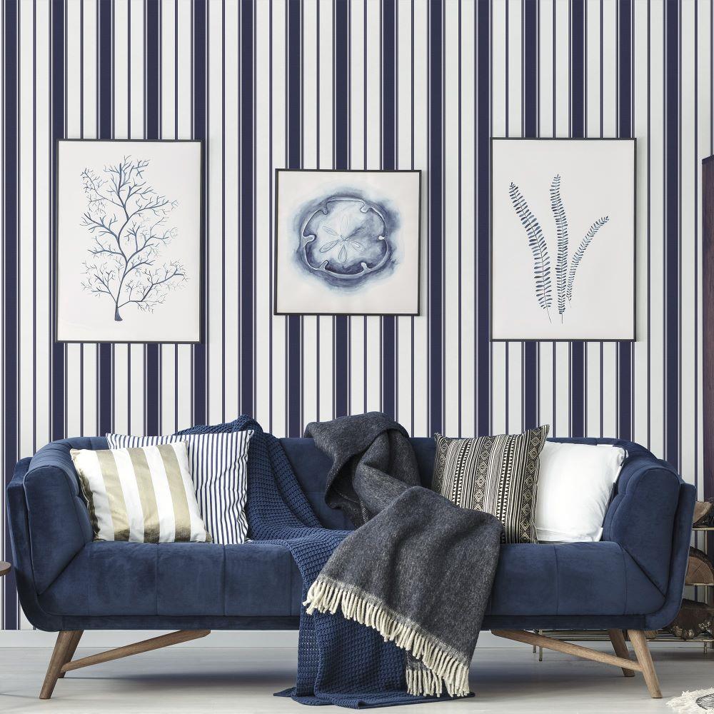 Smart Stripes Heritage Stripe Wallpaper - Navy - Galerie - G68065Wallpaper199