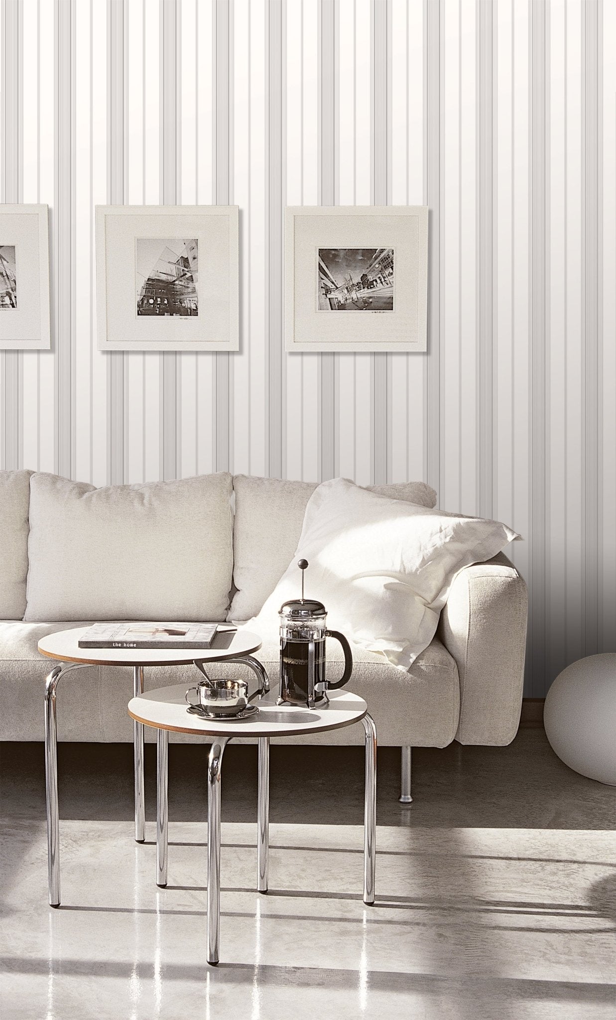 Smart Stripes Multi - Stripe Wallpaper - Grey / White - Galerie - G67576Wallpaper199