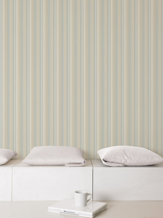 Smart Stripes Multi - Stripe Wallpaper - Taupe / Blue - Galerie - G67567Wallpaper199