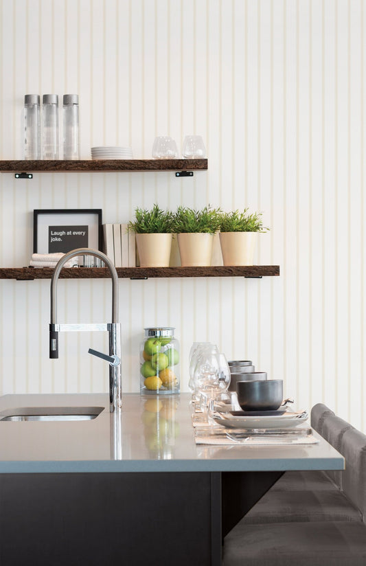 Smart Stripes Skinny Stripe Wallpaper - Beige / White - Galerie - G67561Wallpaper199