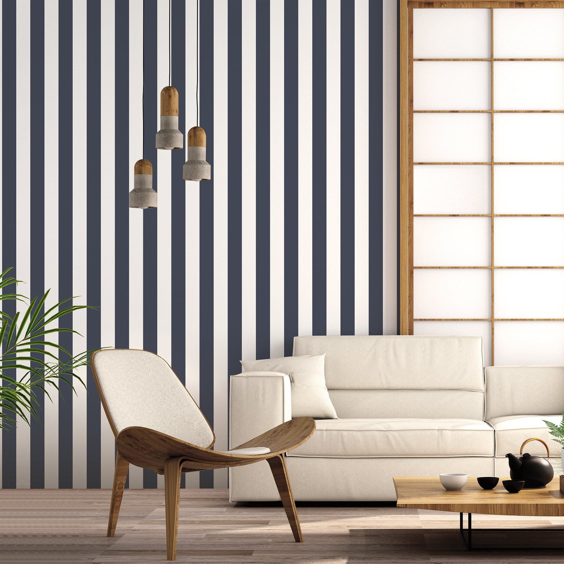 Smart Stripes Striped Wallpaper - Navy / White - Galerie - G67523Wallpaper199