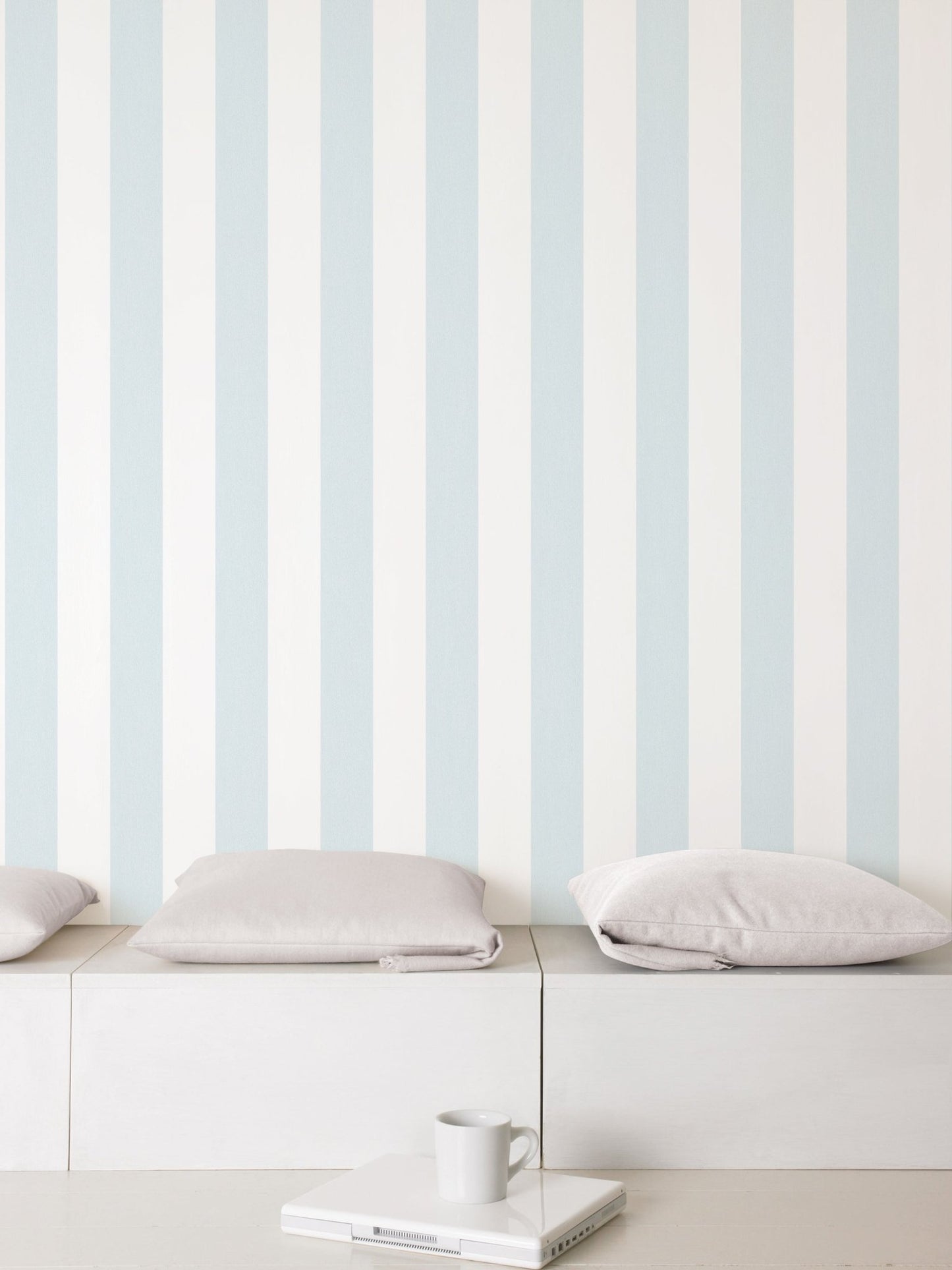 Smart Stripes Wide Stripe Wallpaper - Blue / White - Galerie - G67582Wallpaper199