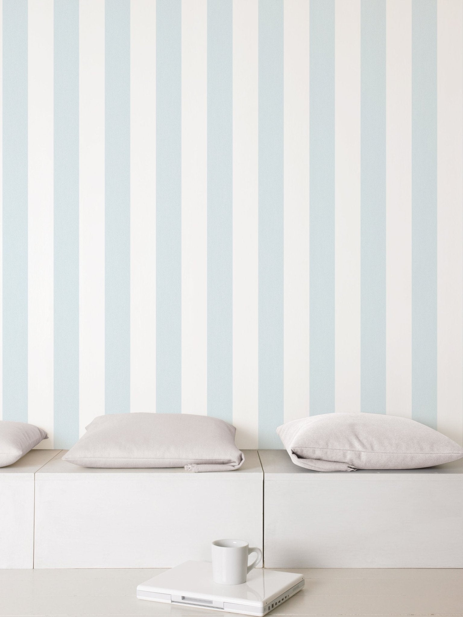 Smart Stripes Wide Stripe Wallpaper - Blue / White - Galerie - G67582Wallpaper199