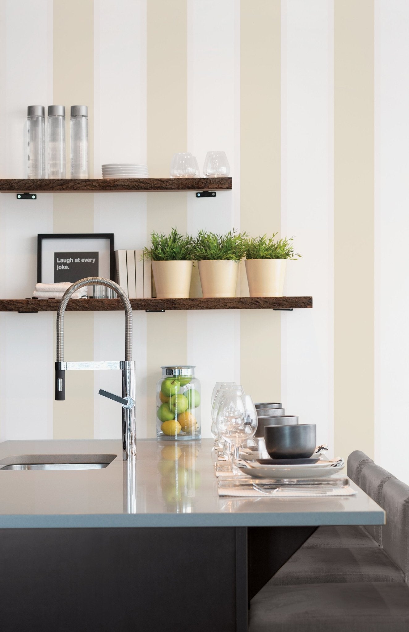Smart Stripes Wide Stripe Wallpaper - Cream - Galerie - G67547Wallpaper199