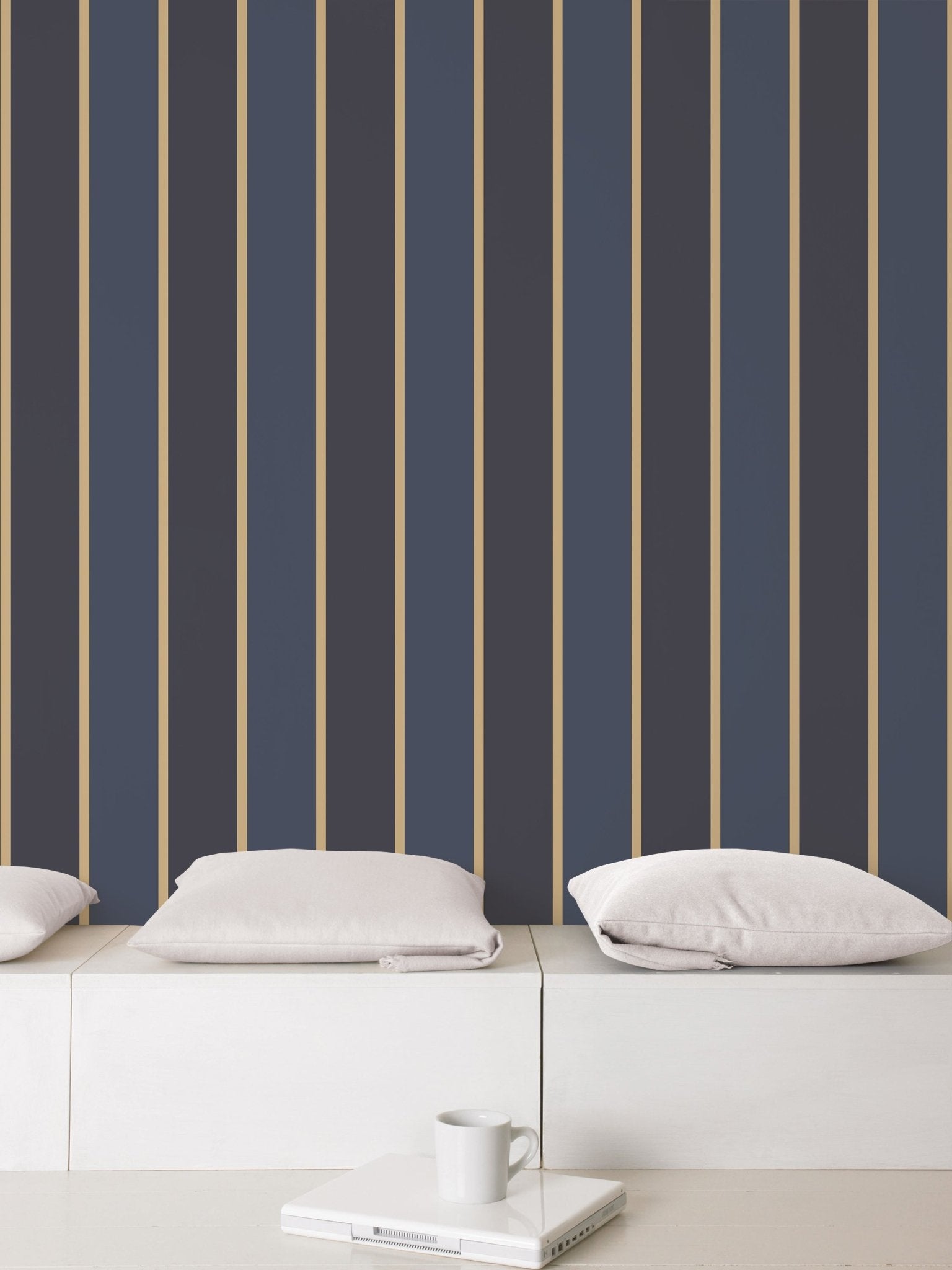 Smart Stripes Wide Stripe Wallpaper - Dark Blue - Galerie - G67545Wallpaper199