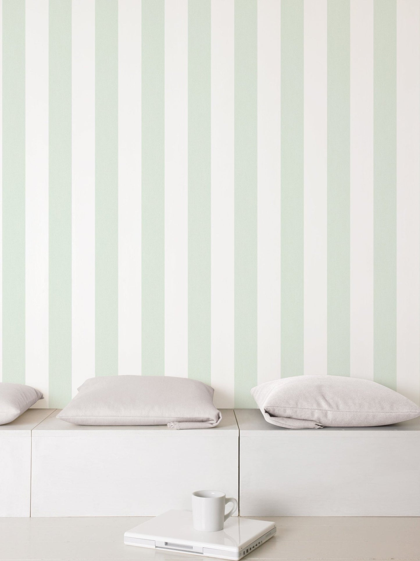 Smart Stripes Wide Stripe Wallpaper - Green / White - Galerie - G67583Wallpaper199