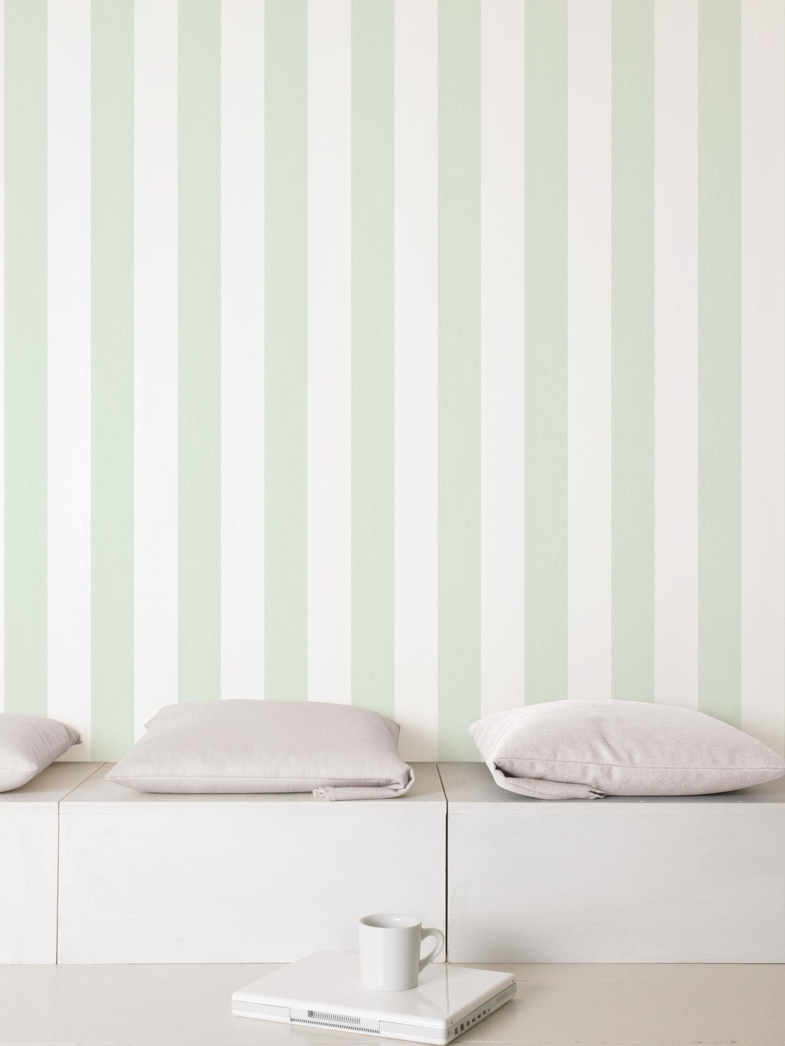 Smart Stripes Wide Stripe Wallpaper - Green / White - Galerie - G67583Wallpaper199
