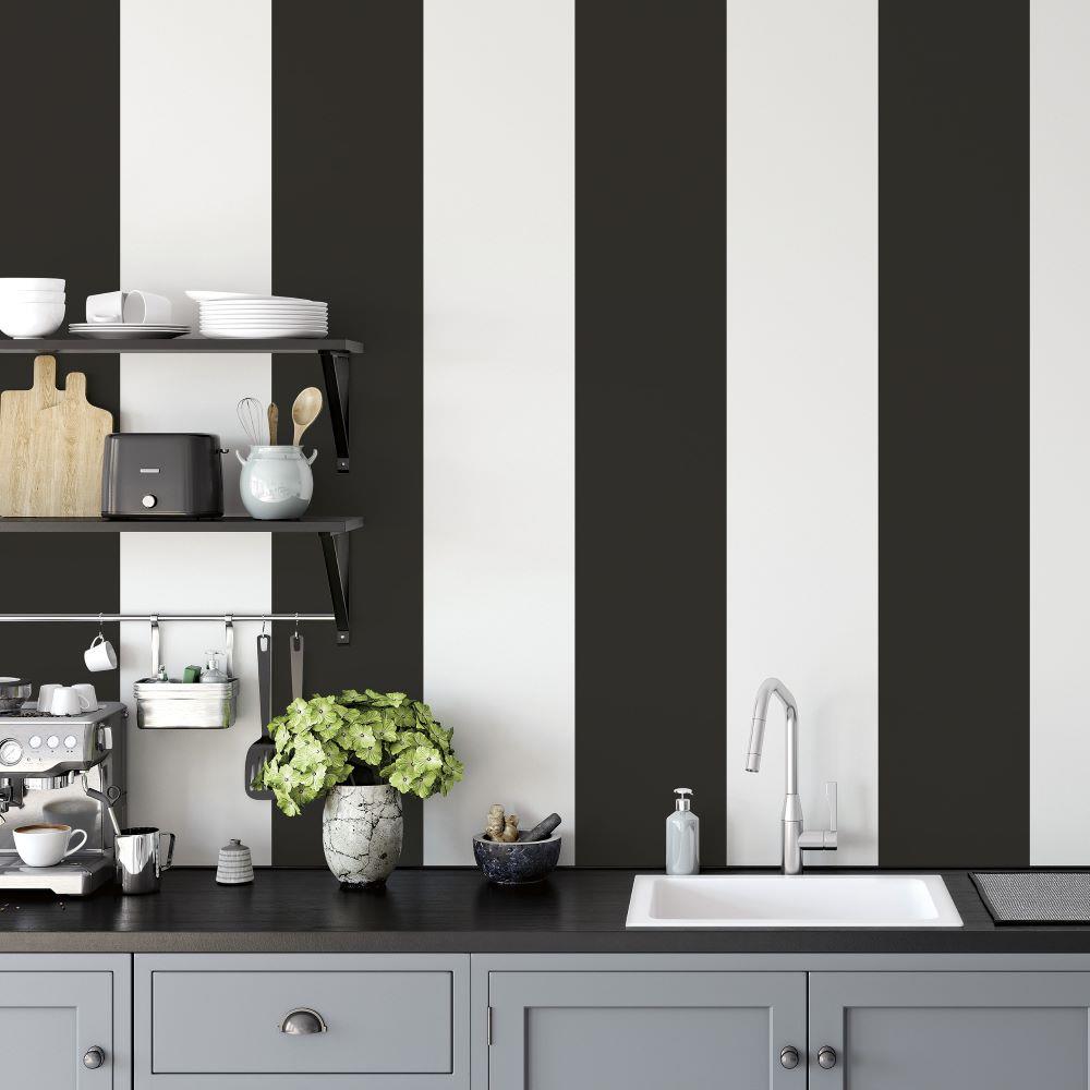 Smart Stripes Widest Stripe Wallpaper - Black - Galerie - G68076Wallpaper199