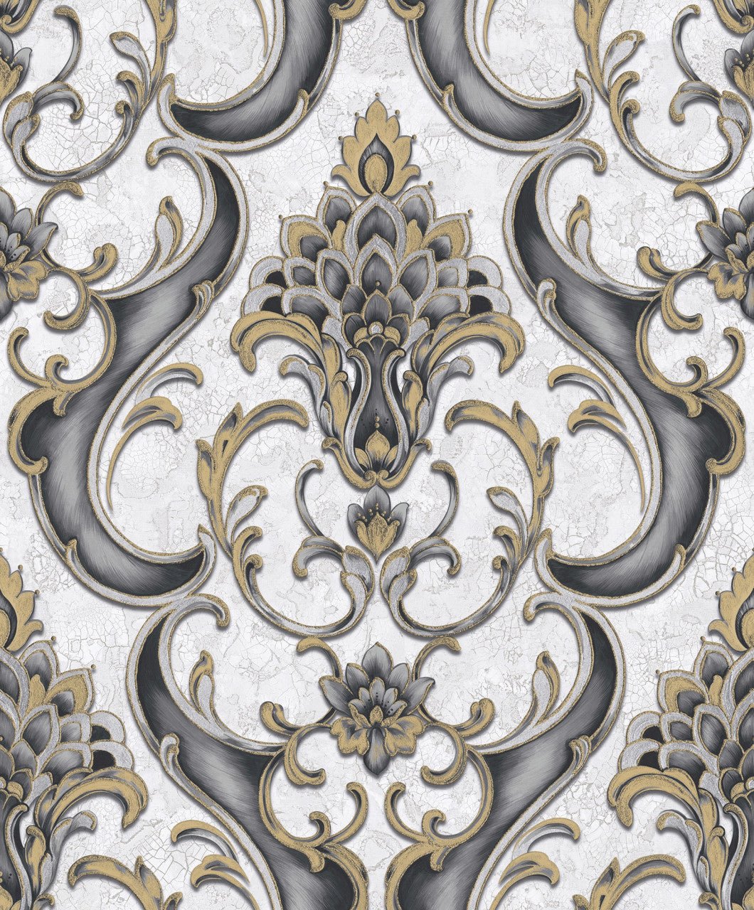 Sonata Damask Wallpaper - Black Gold - Rasch - 539783Wallpaper199