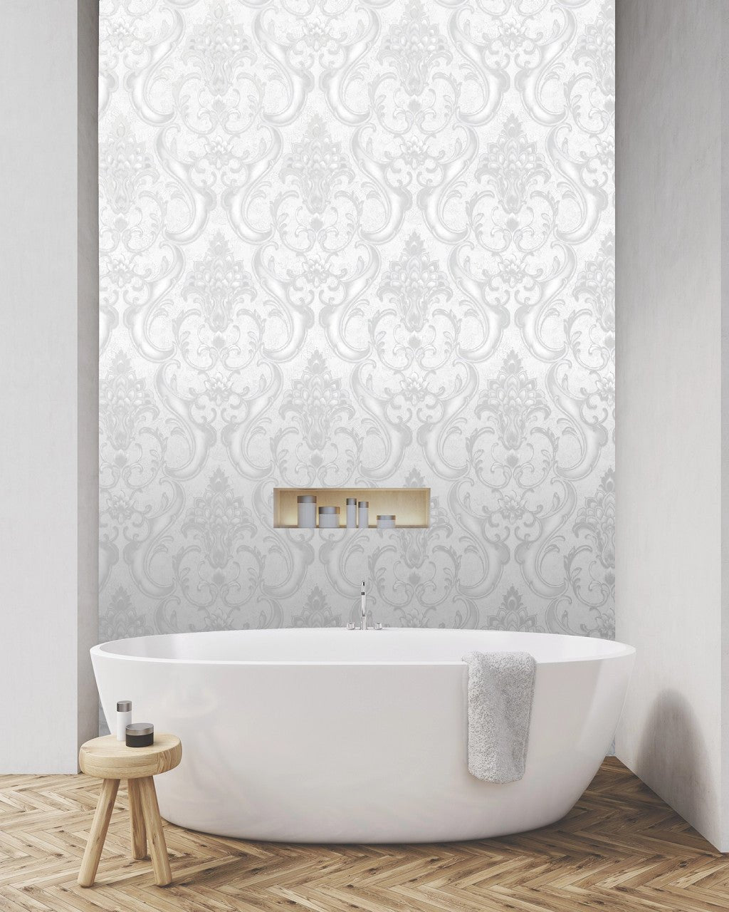 Sonata Damask Wallpaper - Silver Grey - Rasch - 539776Wallpaper199