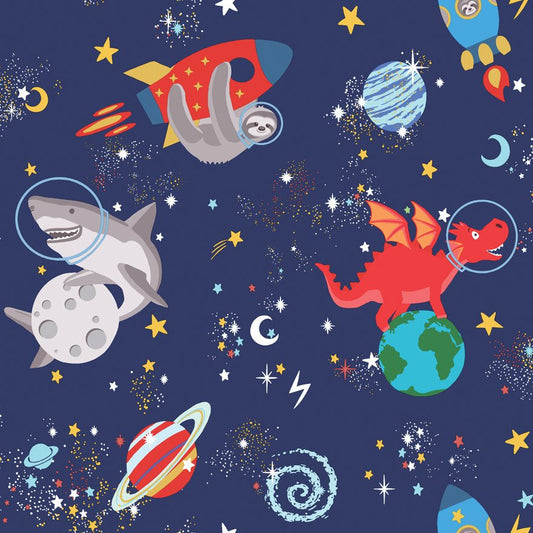 Space Animals Wallpaper - Navy - Holden Décor - 90922Wallpaper199