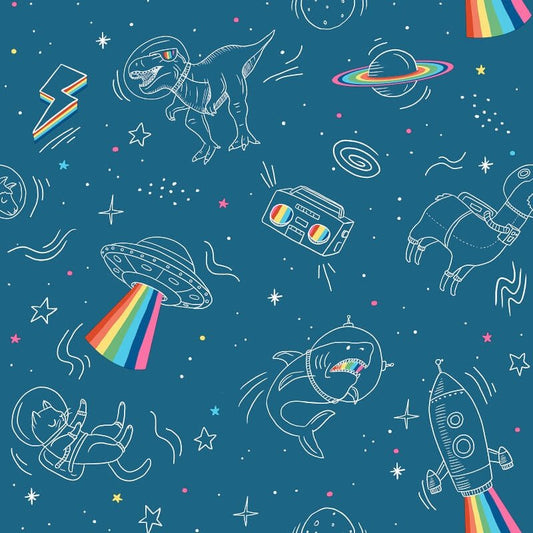 Space Explorer Metallic Wallpaper - Blue - Muriva - M36801Wallpaper199