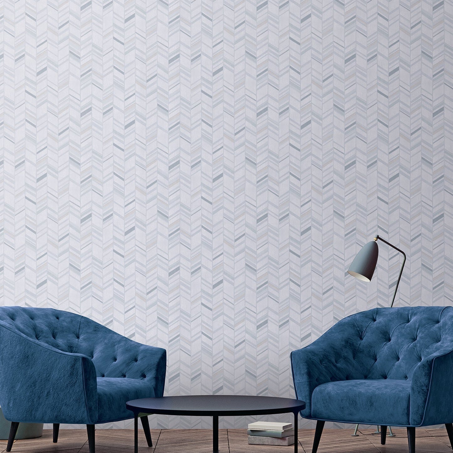 Special FX Chevron Wallpaper - Silver / Aqua / Grey - Galerie - G67711Wallpaper199
