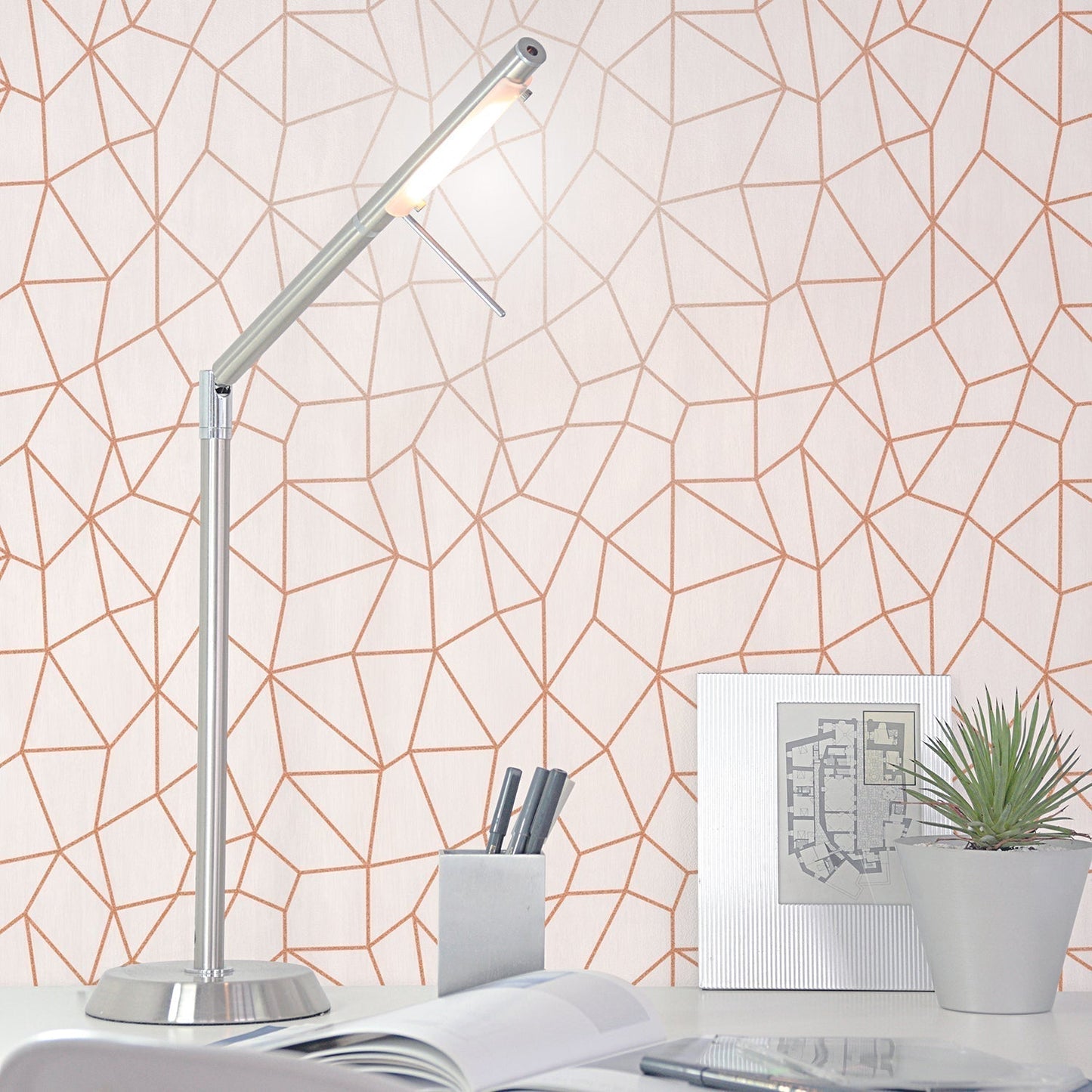 Special FX Metallic Web Effect Wallpaper - Copper / Beige - Galerie - G67701Wallpaper199