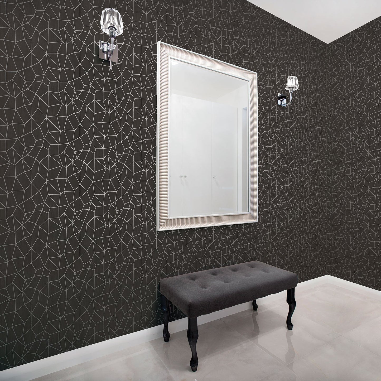 Special FX Metallic Web Effect Wallpaper - Silver / Black - Galerie - G67694Wallpaper199
