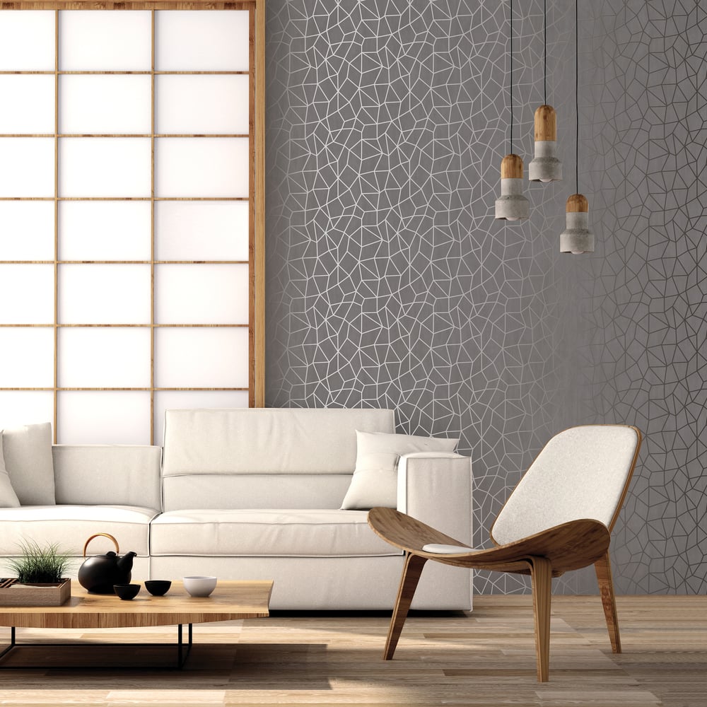 Special FX Metallic Web Effect Wallpaper - Silver / Stone Beige - Galerie - G67698Wallpaper199