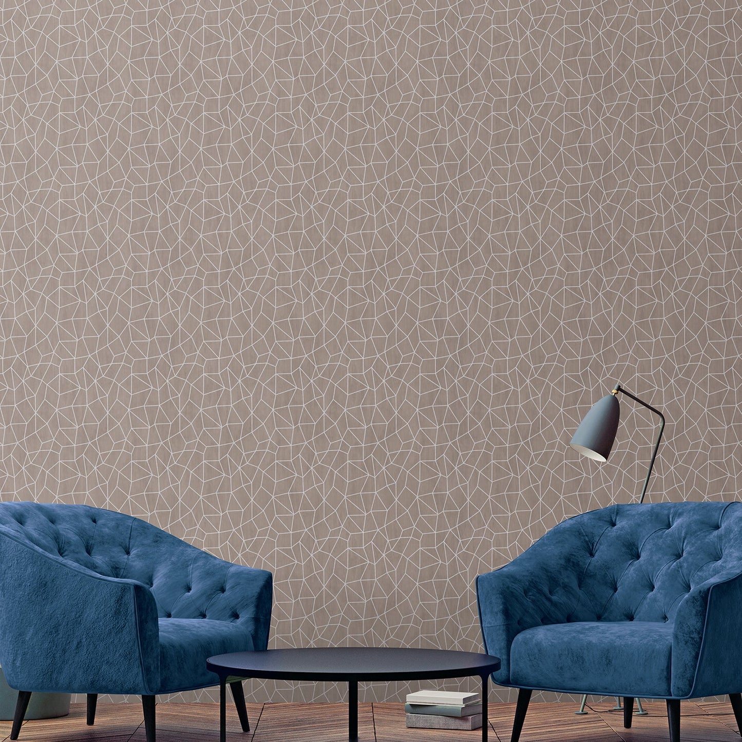 Special FX Metallic Web Effect Wallpaper - Silver / Stone Beige - Galerie - G67698Wallpaper199