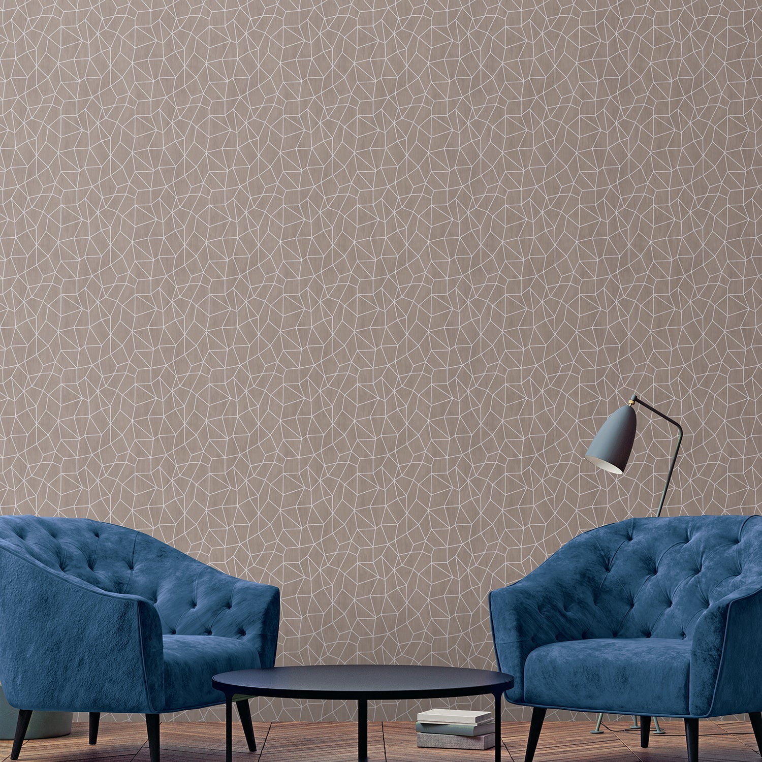 Special FX Metallic Web Effect Wallpaper - Silver / Stone Beige - Galerie - G67698Wallpaper199