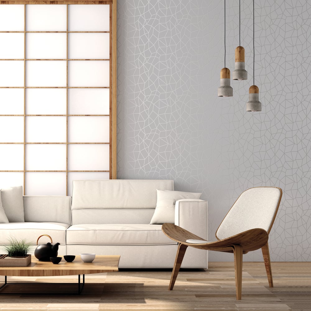 Special FX Metallic Web Effect Wallpaper - Silver / White - Galerie - G67699Wallpaper199