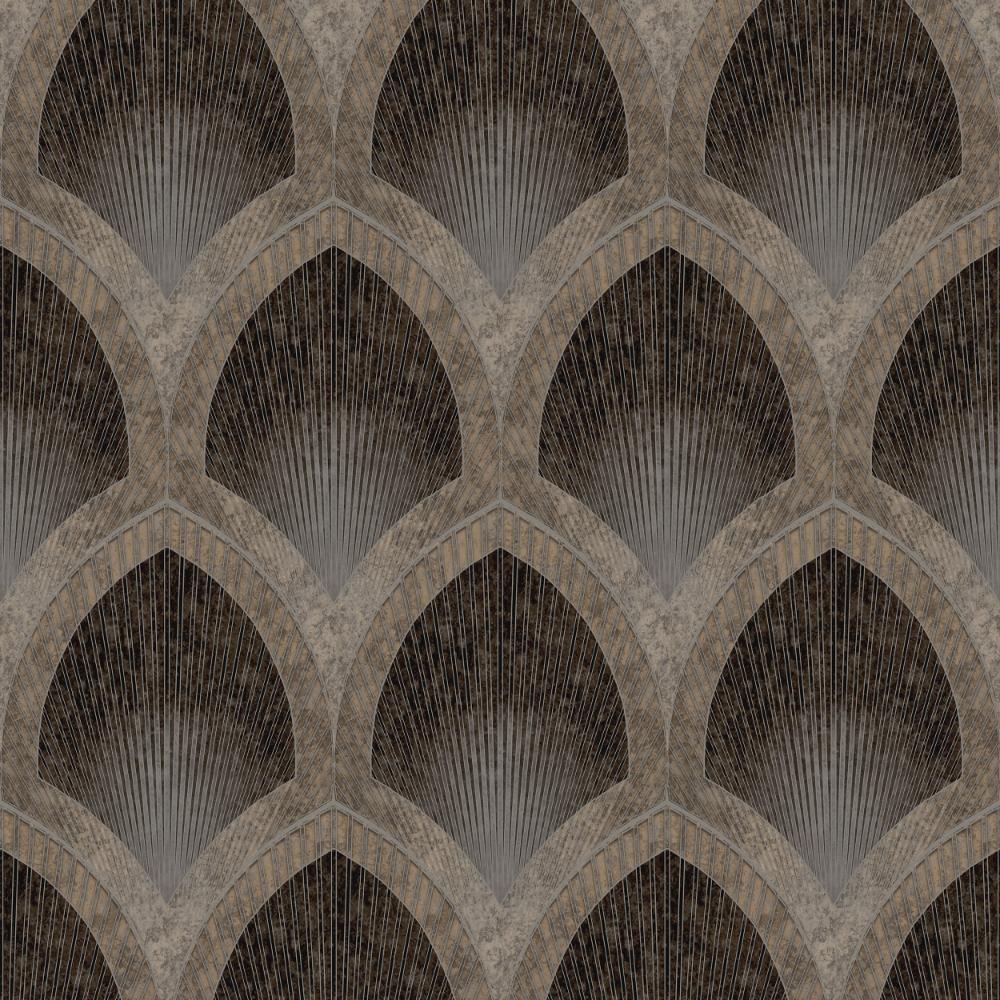 Special FX Nouveau Scallop Wallpaper - Black / Taupe - Galerie - G68087Wallpaper199