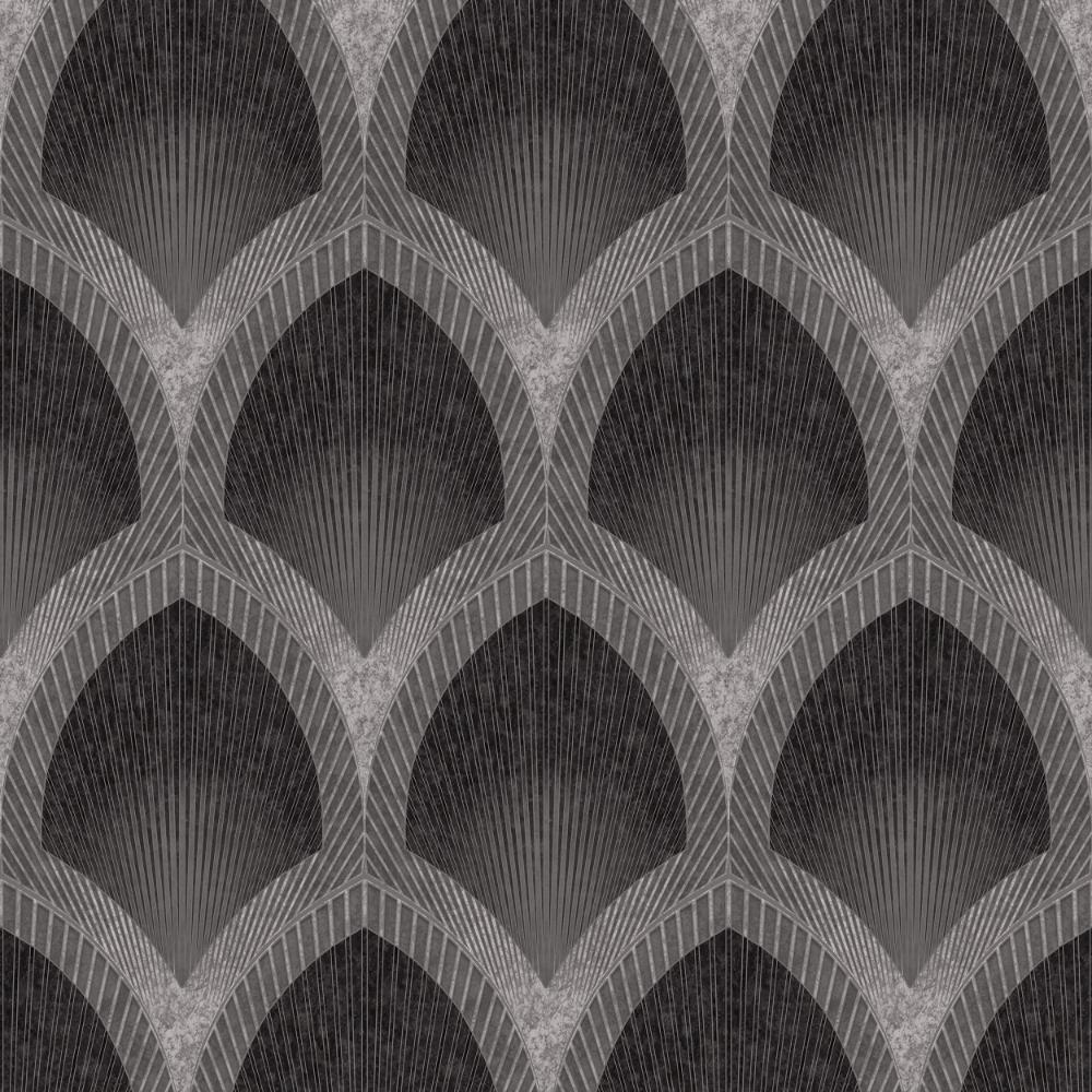 Special FX Nouveau Scallop Wallpaper - Silver / Black - Galerie - G68084Wallpaper199