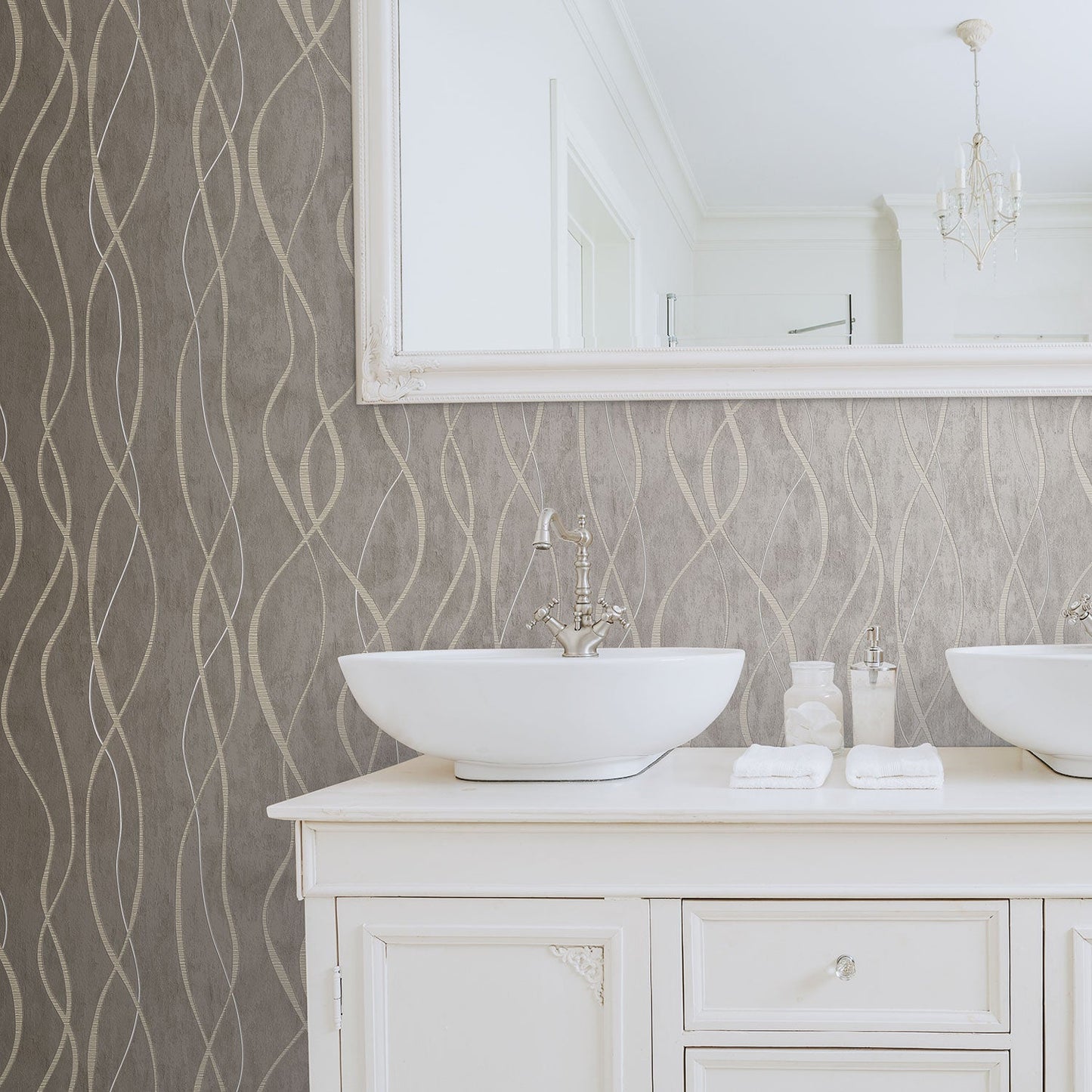 Special FX Ribbon Wallpaper - Silver / Stone Grey - Galerie - G67737Wallpaper199