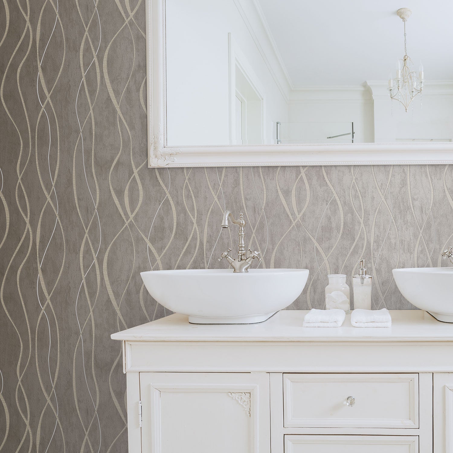 Special FX Ribbon Wallpaper - Silver / Stone Grey - Galerie - G67737Wallpaper199
