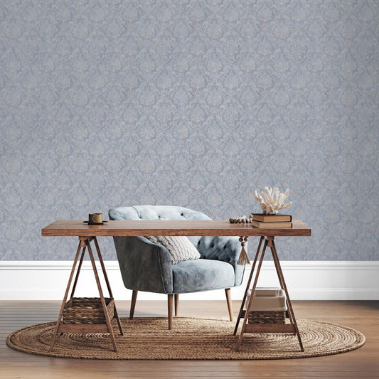 Special FX Special Damask Wallpaper - Blue / Silver - Galerie - G68088Wallpaper199