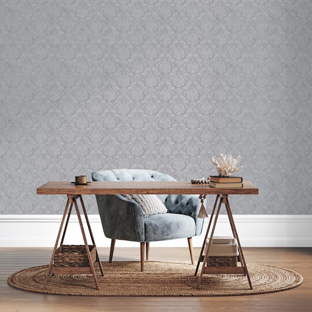 Special FX Special Damask Wallpaper - Pearl / Silver / White - Galerie - G68090Wallpaper199