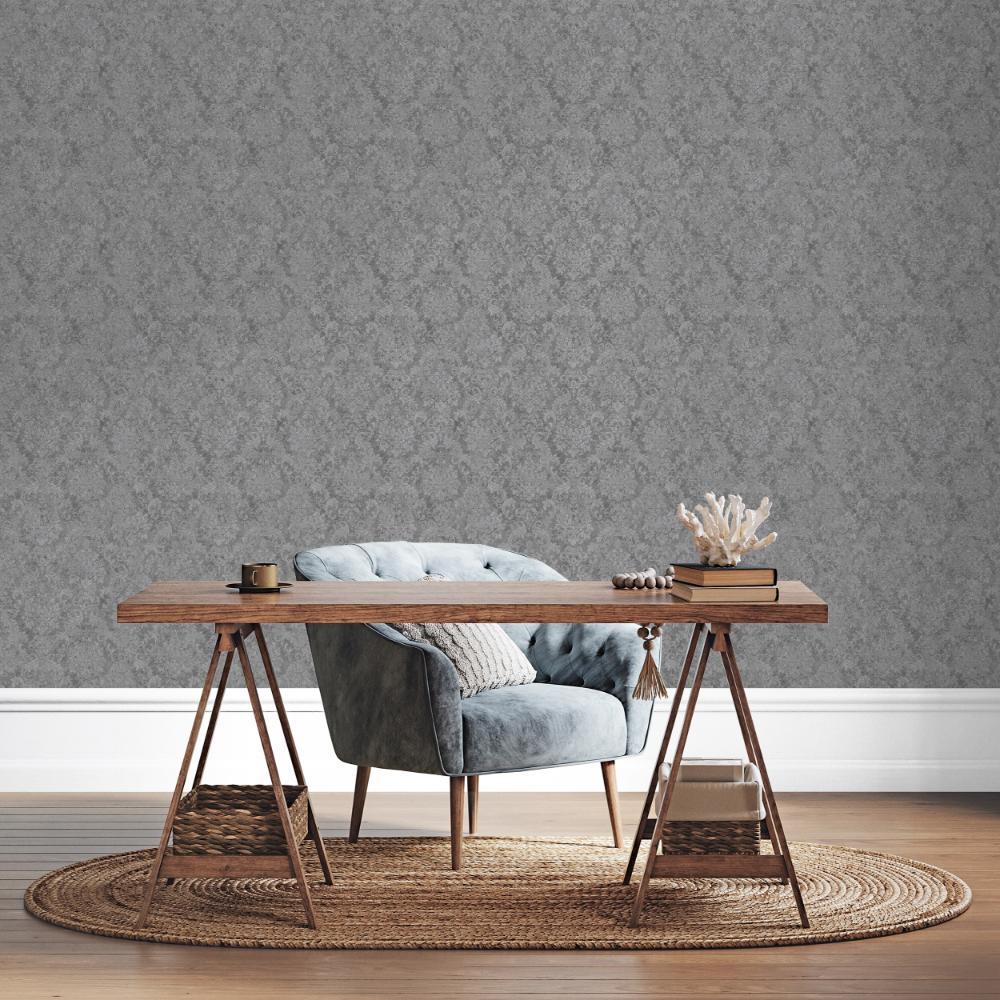 Special FX Special Damask Wallpaper - Silver / Charcoal - Galerie - G68091Wallpaper199