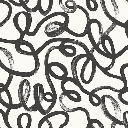 Squiggle Wallpaper - Black/White - Holden Décor - 13360Wallpaper199