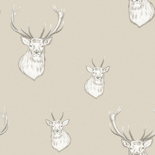 Stag Wallpaper - Cream - Catherine Lansfield - 165514Wallpaper199