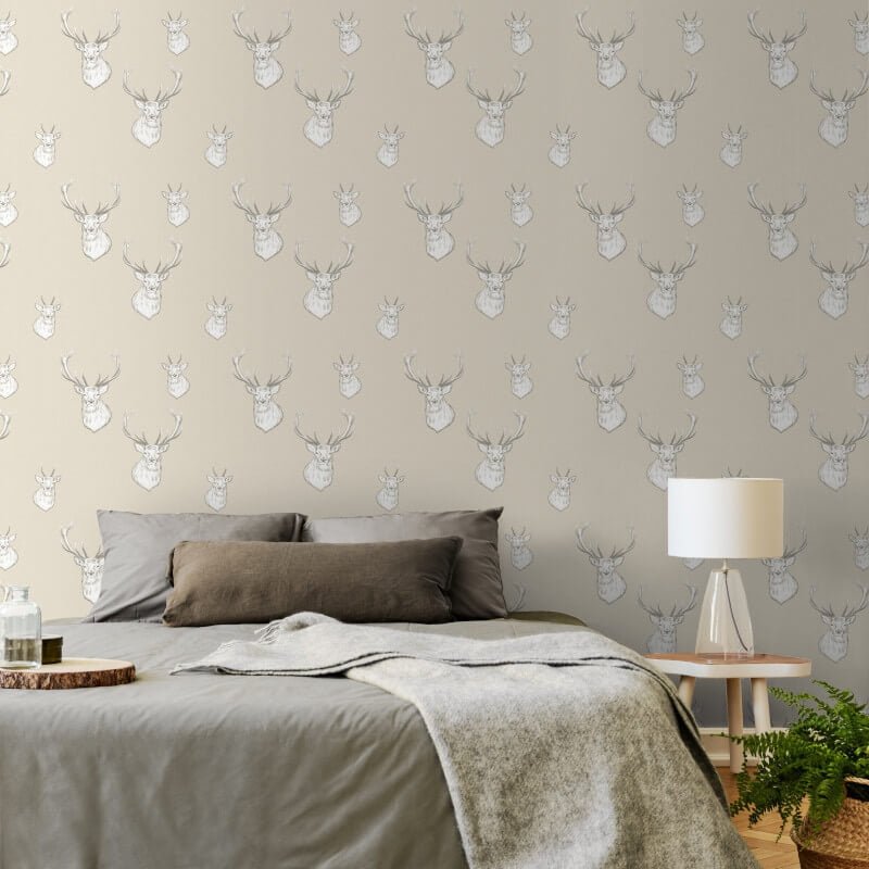 Stag Wallpaper - Cream - Catherine Lansfield - 165514Wallpaper199