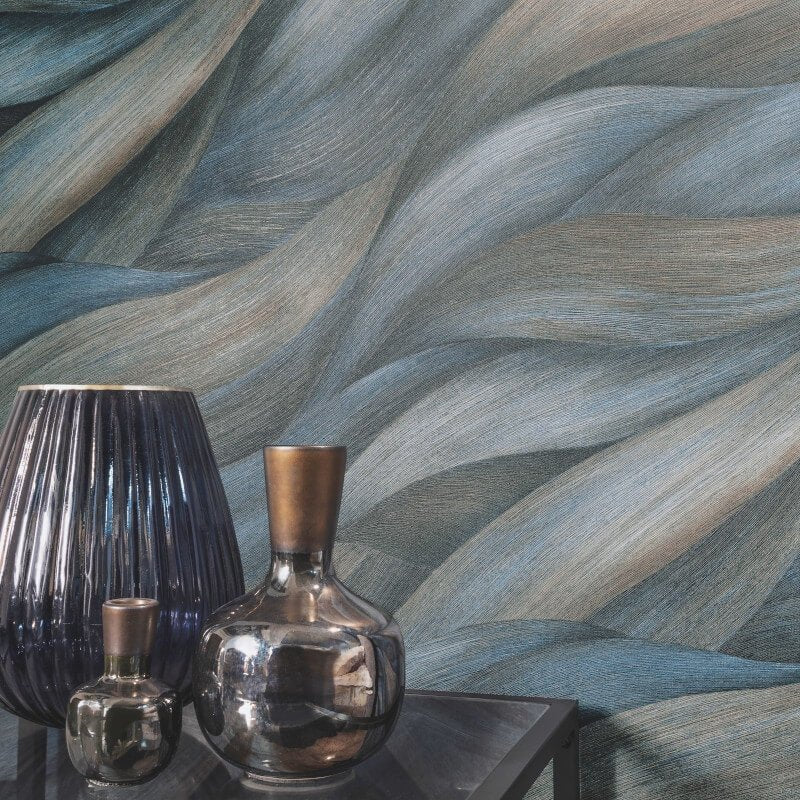Stormy Lush Leaves Metallic Wallpaper - Blue - Erismann - 10257 - 08Wallpaper199