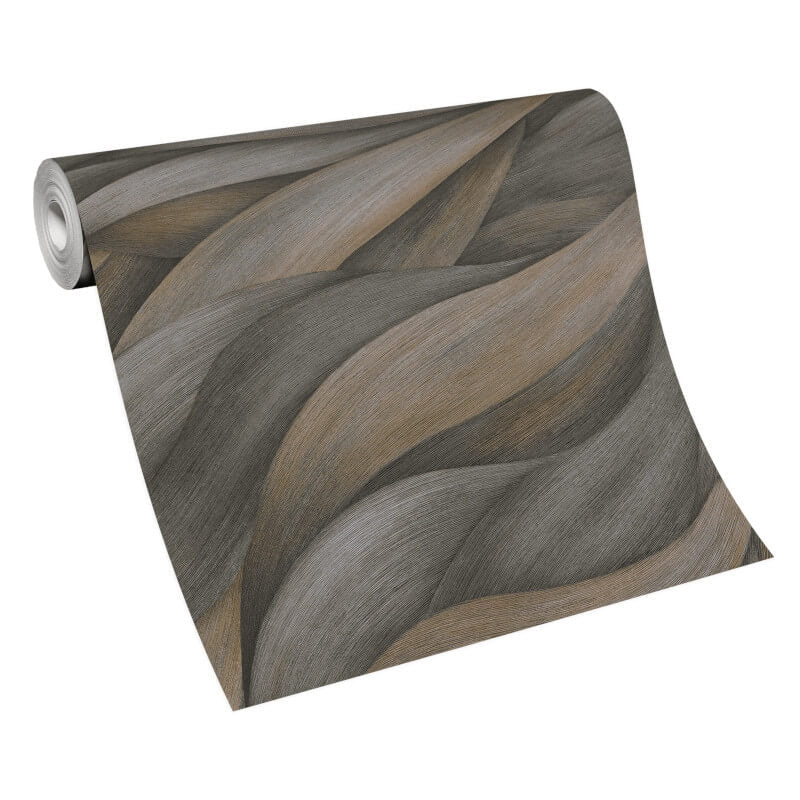 Stormy Lush Leaves Metallic Wallpaper - Dark Brown/Grey - Erismann - 10257 - 10Wallpaper199