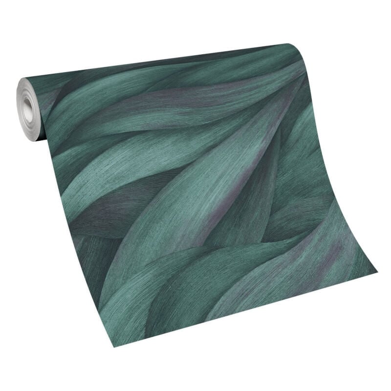 Stormy Lush Leaves Metallic Wallpaper - Petrol/Purple - Erismann - 10257 - 18Wallpaper199