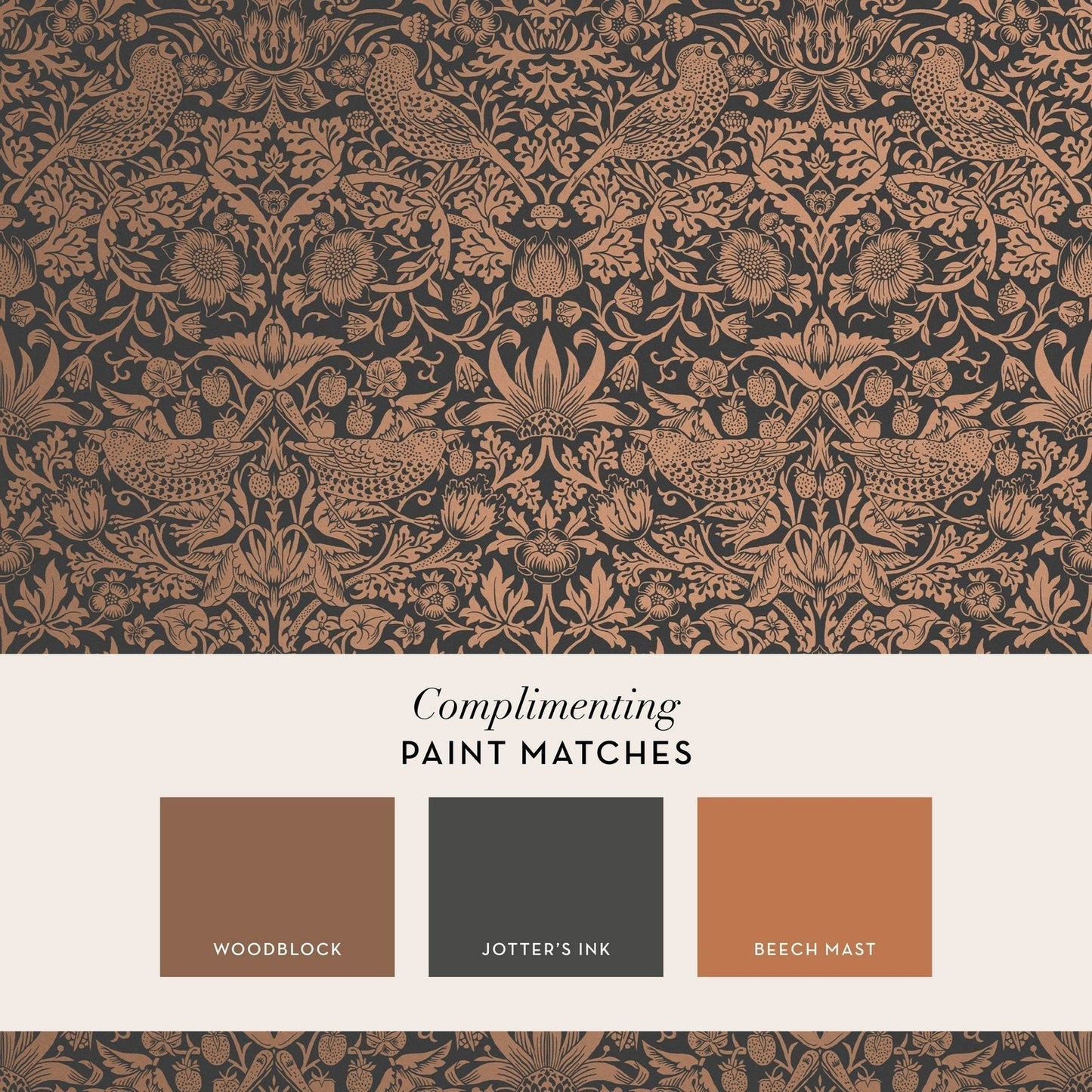 Strawberry Thief Fibrous Wallpaper - Charcoal - 124236 - William Morris AHWallpaper199
