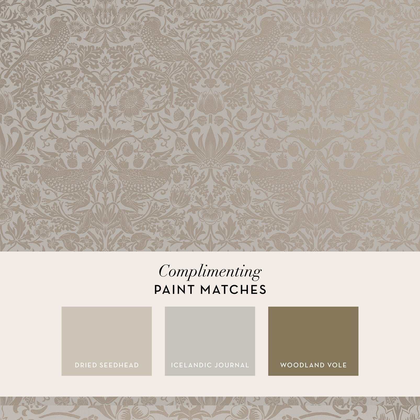 Strawberry Thief Fibrous Wallpaper - Neutral - 124238 - William Morris AHWallpaper199