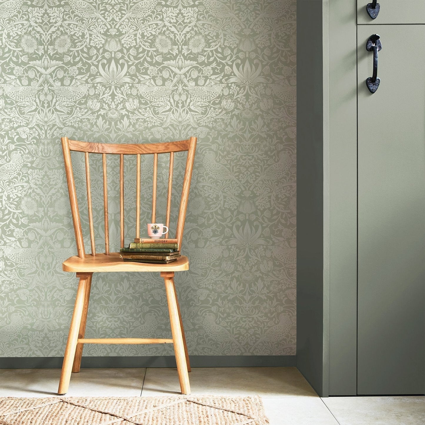 Strawberry Thief Fibrous Wallpaper - Sage - 124237 - William Morris AHWallpaper199