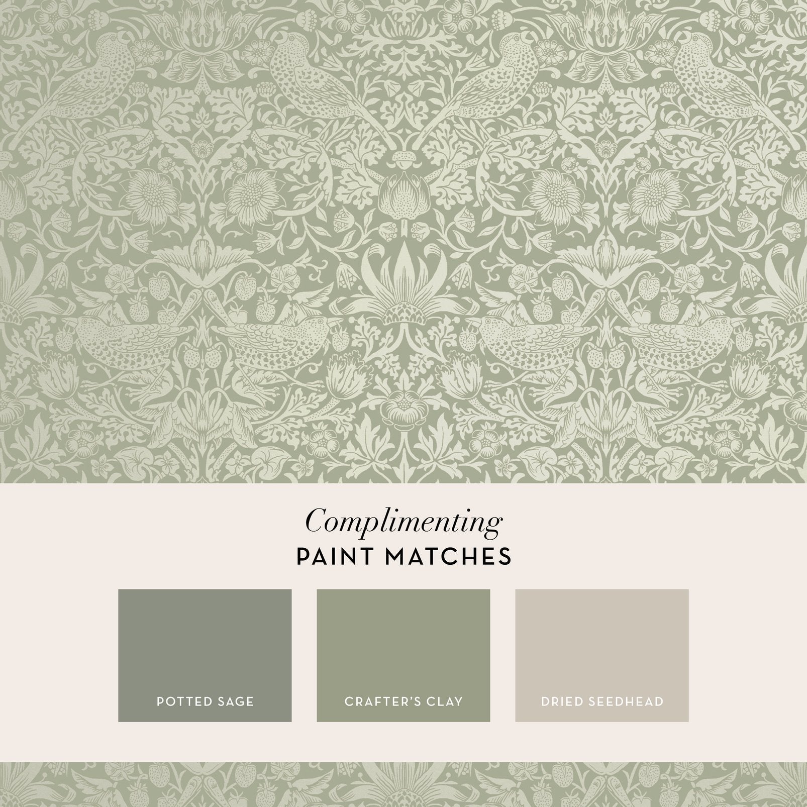 Strawberry Thief Fibrous Wallpaper - Sage - 124237 - William Morris AHWallpaper199