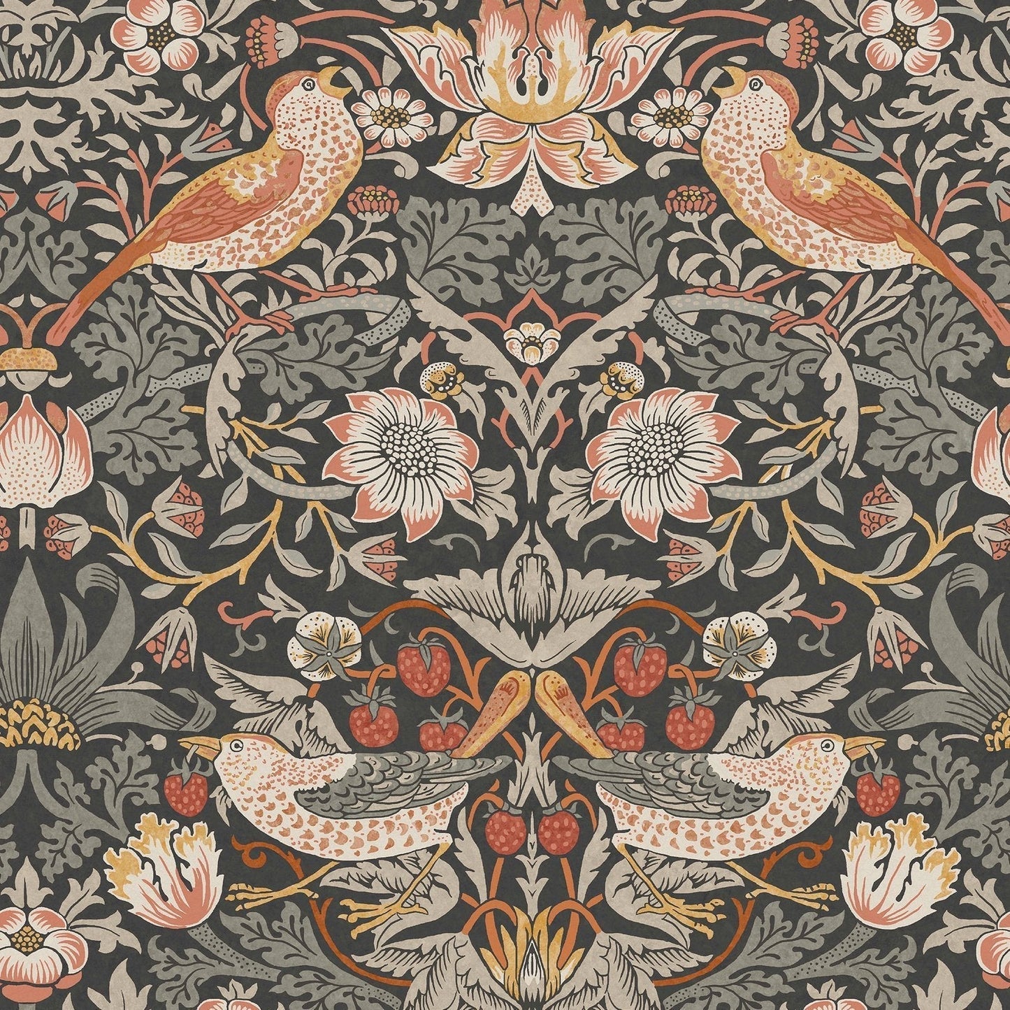 Strawberry Thief Wallpaper - Charcoal - 124230 - William Morris AHWallpaper199