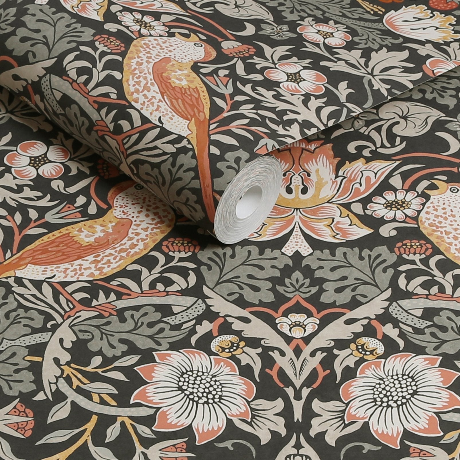 Strawberry Thief Wallpaper - Charcoal - 124230 - William Morris AHWallpaper199
