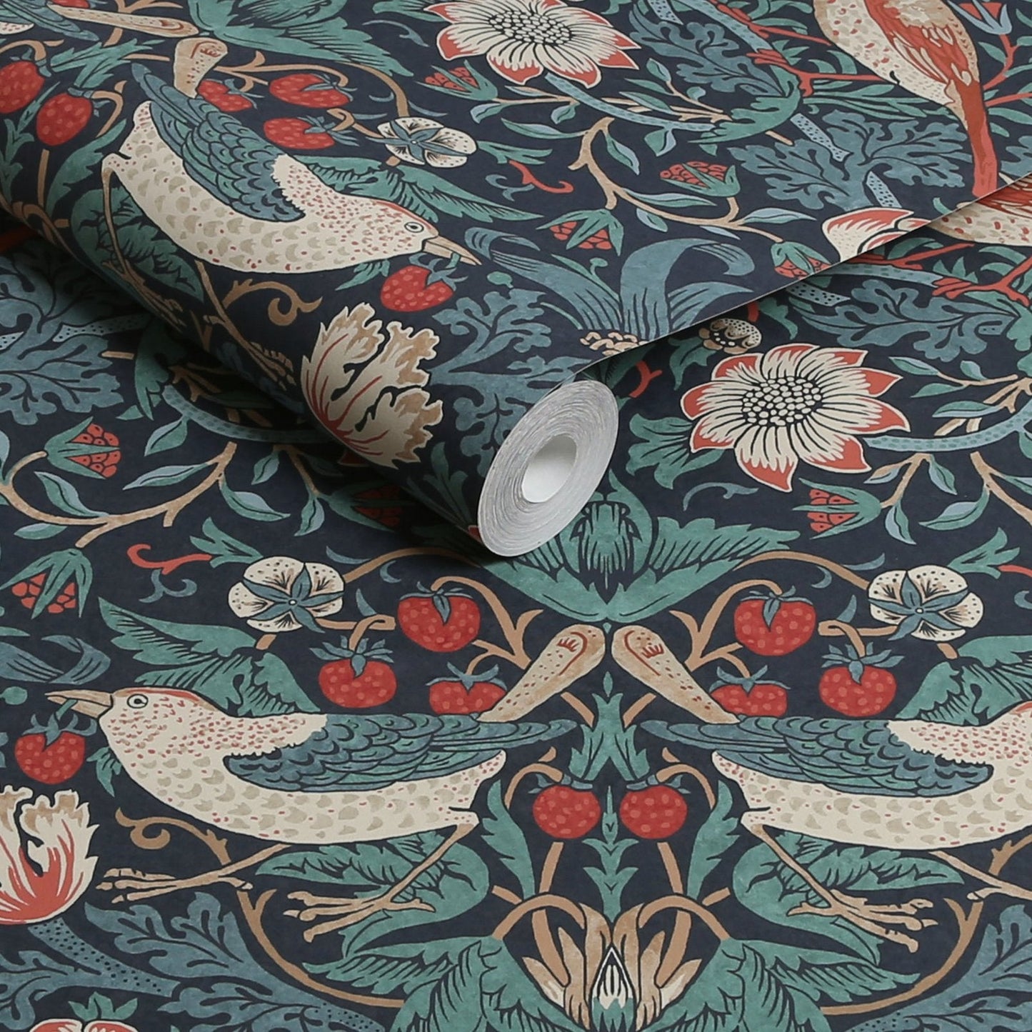 Strawberry Thief Wallpaper - Deep Blue - 124231 - William Morris AHWallpaper199
