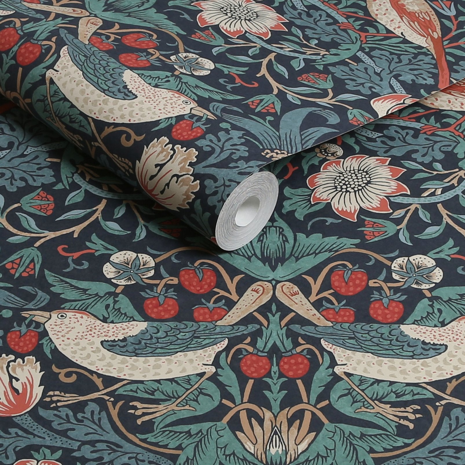 Strawberry Thief Wallpaper - Deep Blue - 124231 - William Morris AHWallpaper199