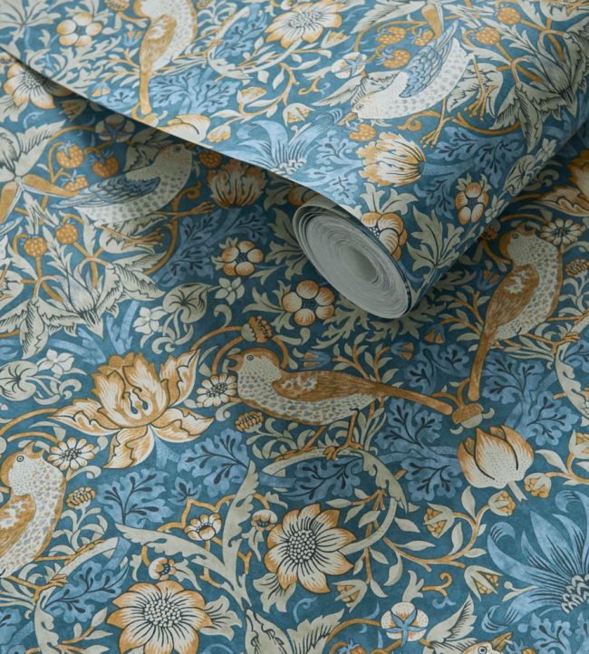 Strawberry Thief Wallpaper - Denim/Spice - W0171/02 - Clarke & ClarkeWallpaper199