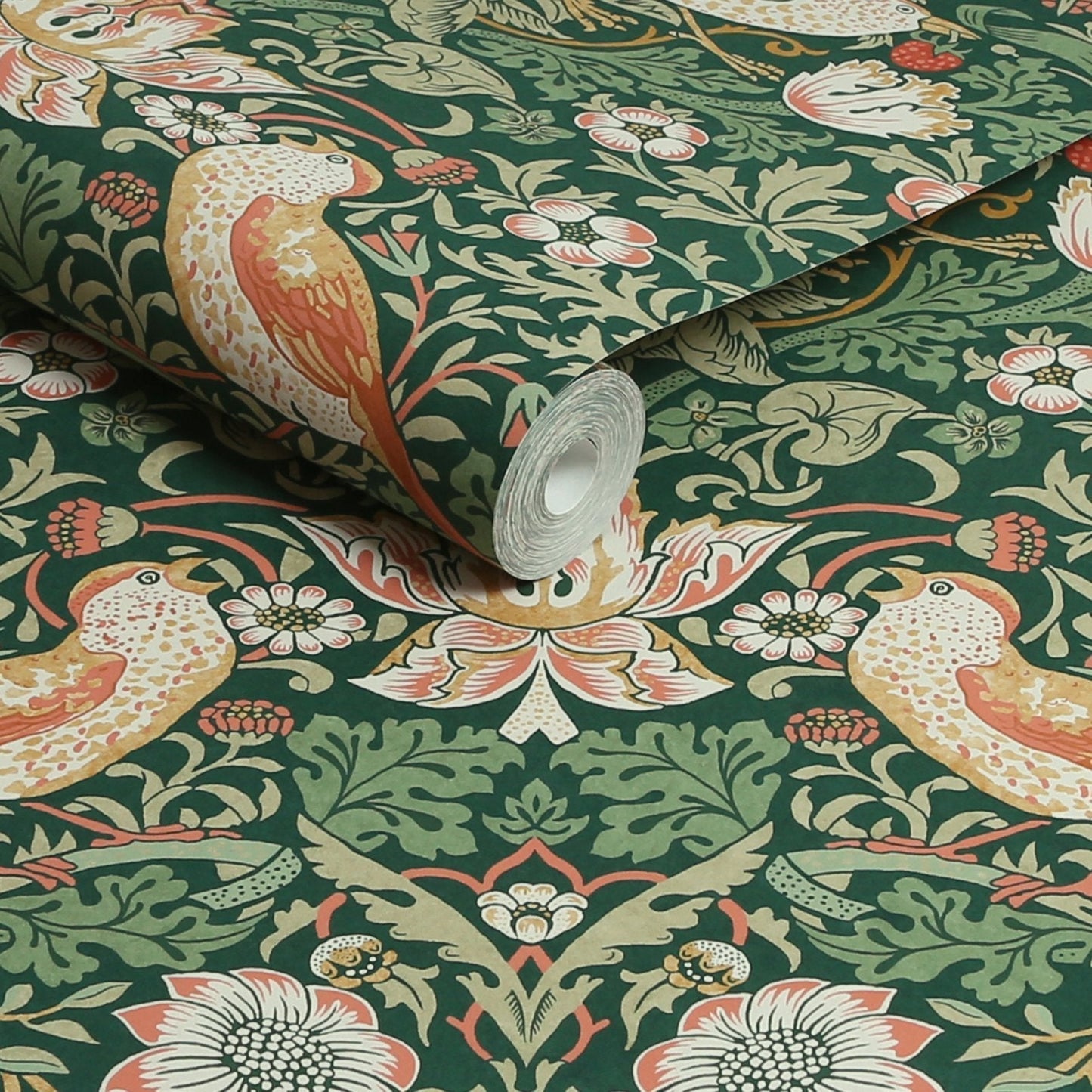 Strawberry Thief Wallpaper - Rich Green - 124234 - William Morris AHWallpaper199